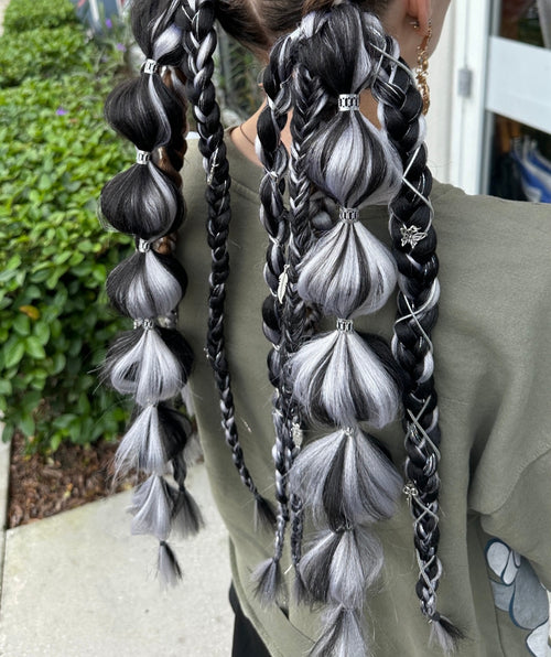Celestial Smoke | Tie-in Bubble Braid Ponytails