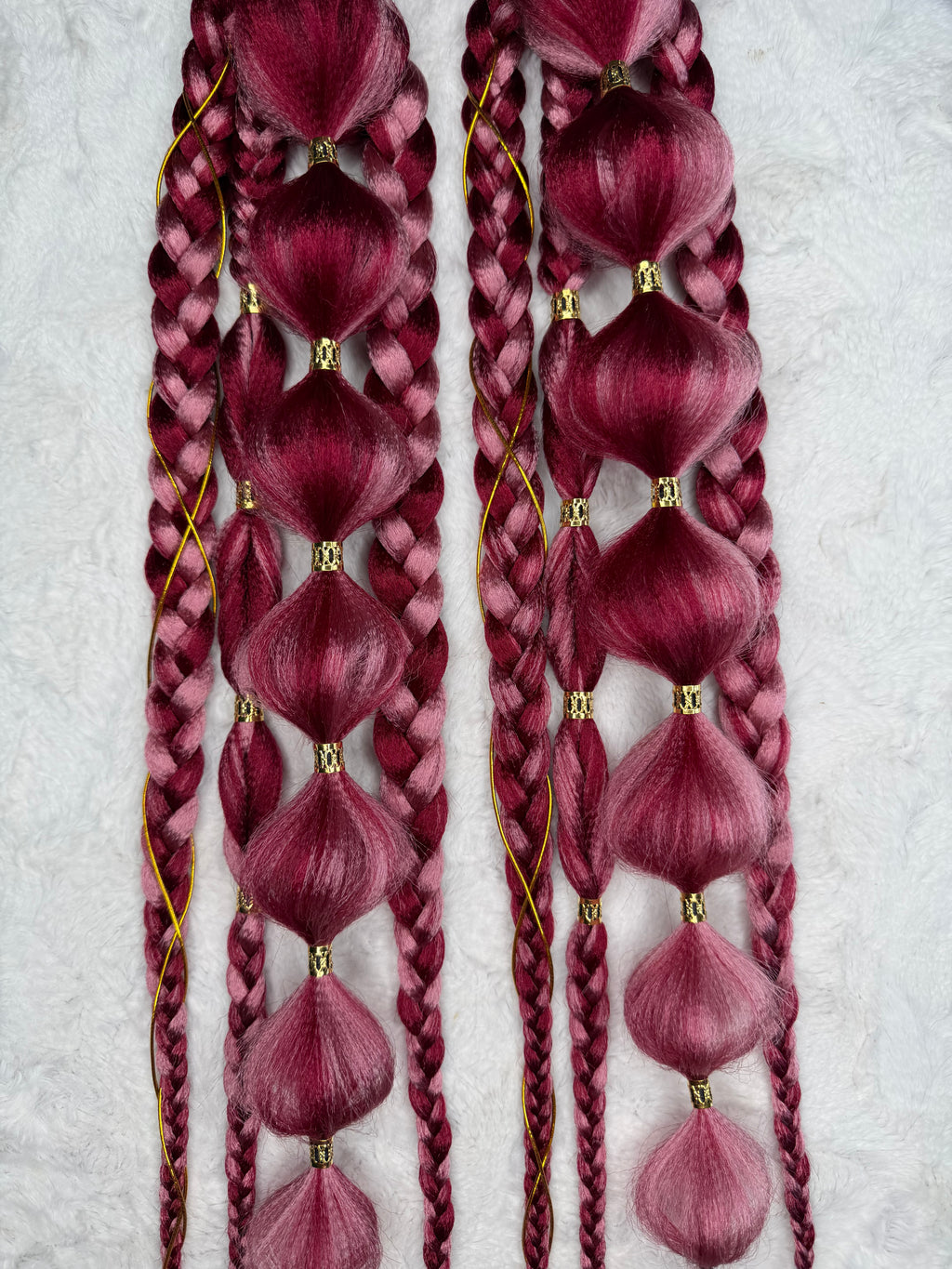 Velvet Rose | Tie-in Bubble Braid Ponytails