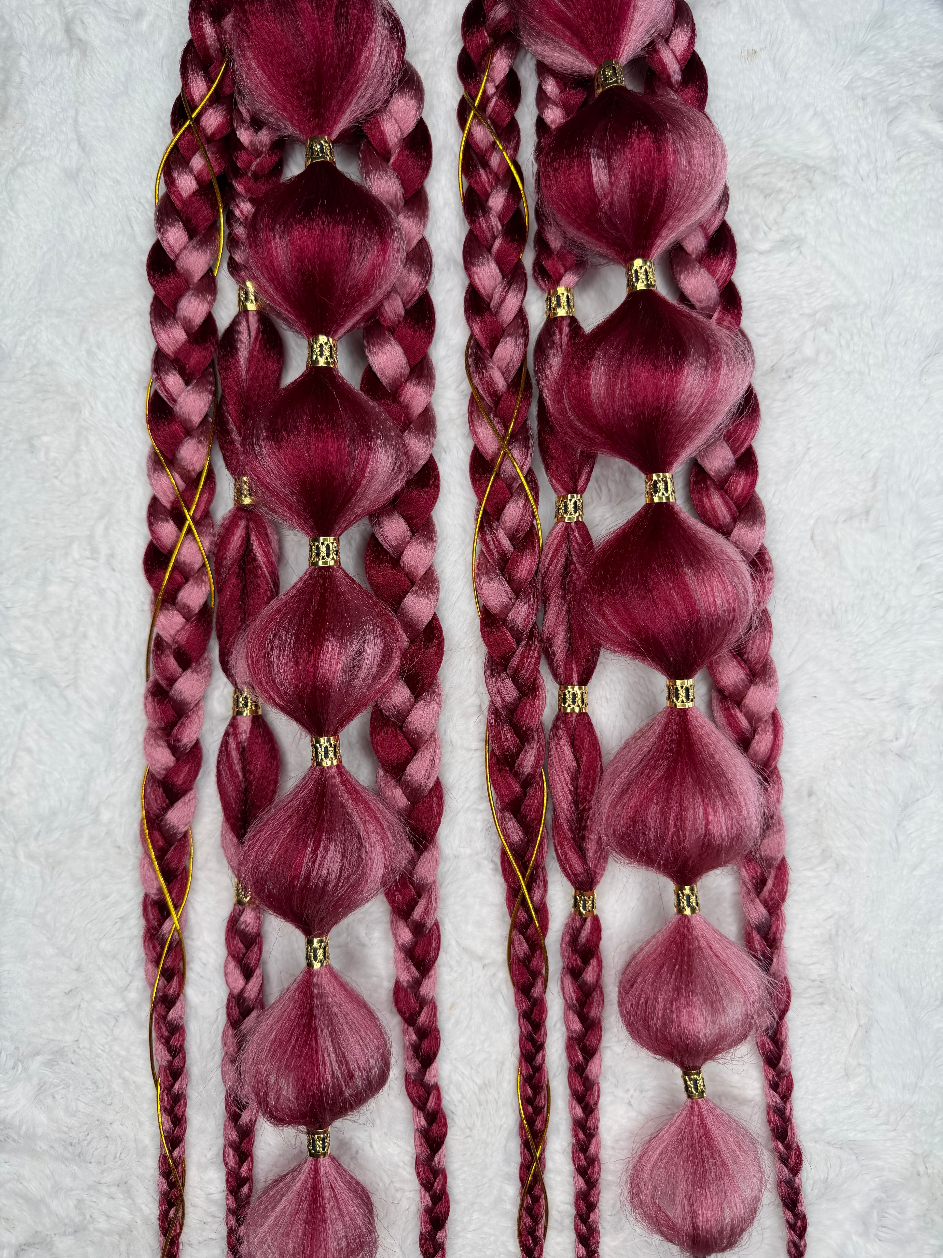 Velvet Rose | Tie-in Bubble Braid Ponytails