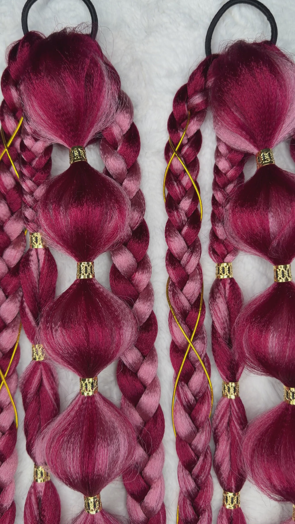 Velvet Rose | Tie-in Bubble Braid Ponytails